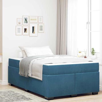 vidaXL Bedframe met matras Donkerblauw 120 x 190 cm Stof, Verzenden, Nieuw