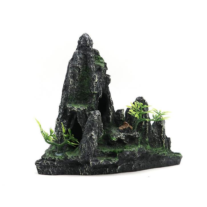 Rotsformatie met bomen en huisje OS-108 - aquarium decoratie, Dieren en Toebehoren, Vissen | Aquaria en Toebehoren, Nieuw, Ophalen of Verzenden