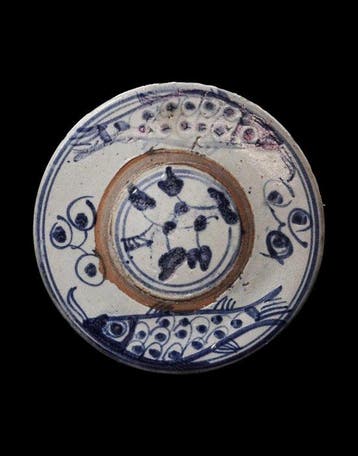 Oud-Chinees Schaaltje van keramiek met visdecoratie -