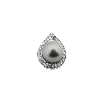 8 karaat hanger met tahiti parel en zirconia, Ophalen of Verzenden