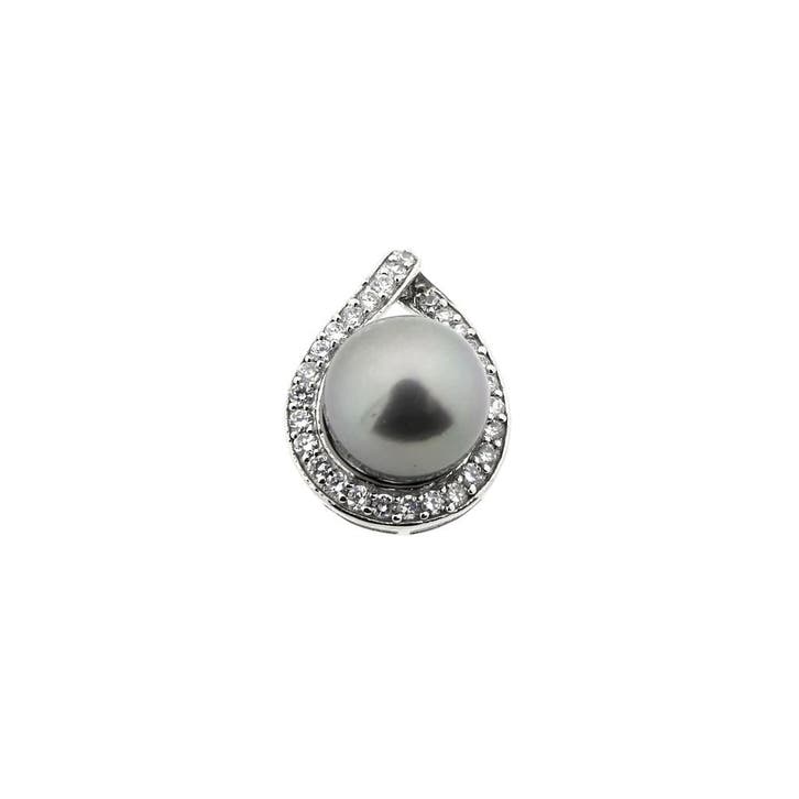 8 karaat hanger met tahiti parel en zirconia, Bijoux, Sacs & Beauté, Bracelets à breloques, Enlèvement ou Envoi