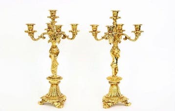 Candélabre (2) - Bronze - Paire de candélabres, Antiquités & Art