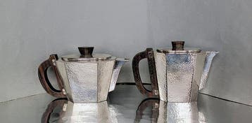 Miracoli Milano - Art Deco Hand Hammered - Koffieservies (4), Antiek en Kunst