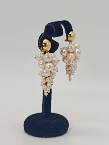 Boucles doreilles - 18 carats Or jaune - Perle Akoya, Handtassen en Accessoires, Nieuw
