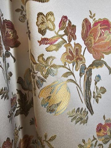 600x300 cm!! Stof San Leucio met bloemmotief, champagnekleur