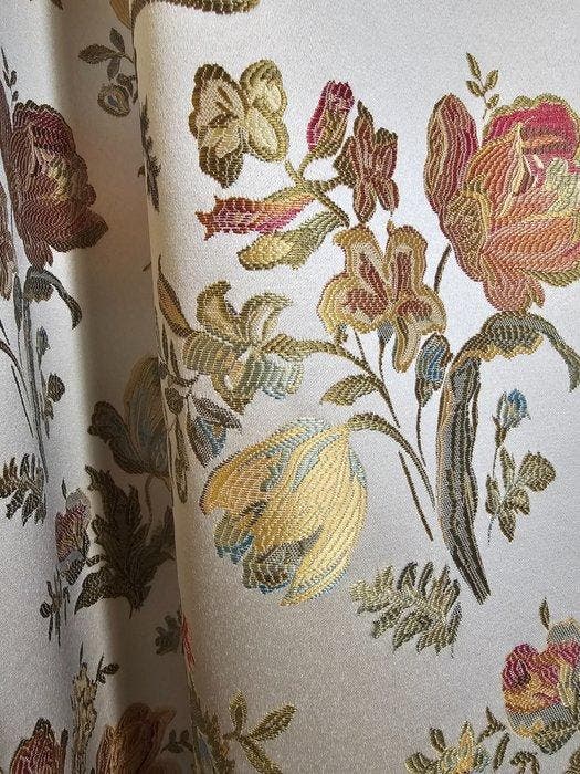 600x300 cm!! Stof San Leucio met bloemmotief, champagnekleur, Antiquités & Art, Antiquités | Meubles | Tables