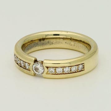 Bague - 14 carats Or jaune Diamant (Naturelle), Nieuw