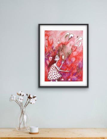 Lotte Teussink - Revelation II – Original painting on paper, Antiek en Kunst