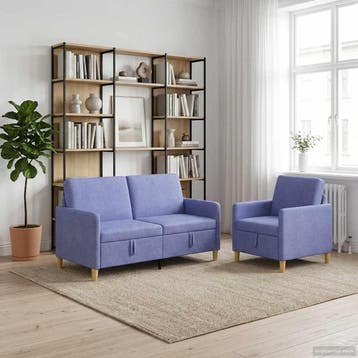 vidaXL Sofa Set Met Opslag 2 pcs Jeans Blauw Polyester, Verzenden, Nieuw