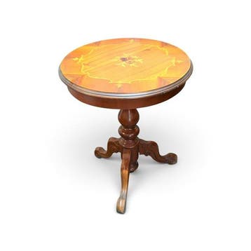 Bijzettafel - driepootstatief - Hout - Fijn marquetwerk