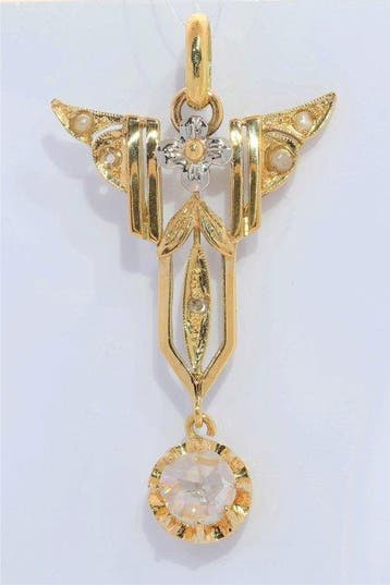 Zonder minimumprijs - Hanger - 18 karaat Geel goud Diamant