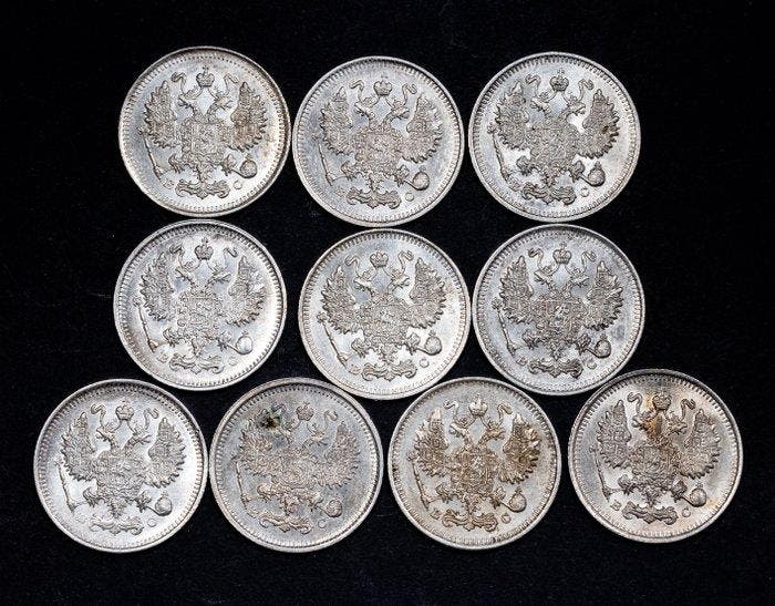 Rusland. Nicholas II. 10 Kopecks 10x 1913/1916 (Zonder, Timbres & Monnaies, Monnaies | Europe | Monnaies non-euro