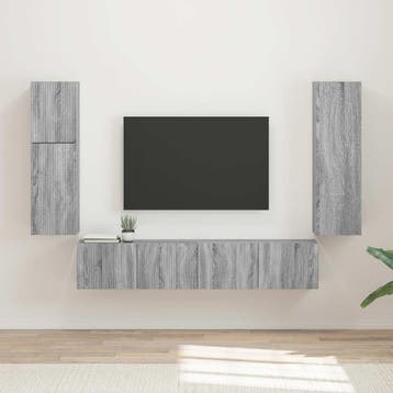 vidaXL Tv-meubelset 4 st Grijs Sonoma Bewerkt hout, Verzenden