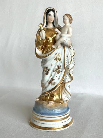 Statue, heilige Maria & kind Jezus - 23 cm - Porcelaine, Antiquités & Art