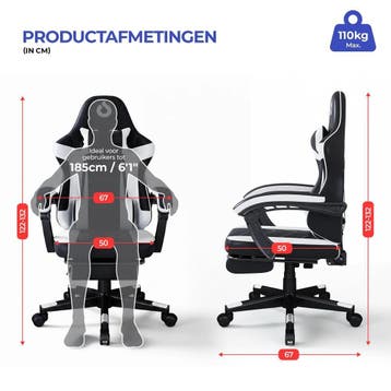 Game stoel - Zwart/Wit, Huis en Inrichting, Verzenden, Gaming bureaustoel, Zo goed als nieuw, Bureaustoel