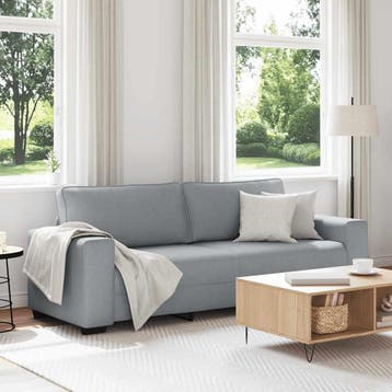 vidaXL 3-zitsbank / zetel 220x77x82 cm stof lichtgrijs, Verzenden
