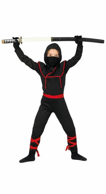 Ninja Pak Kind Rood Zwart, Kinderen en Baby's, Carnavalskleding en Verkleedspullen, Verzenden, Nieuw