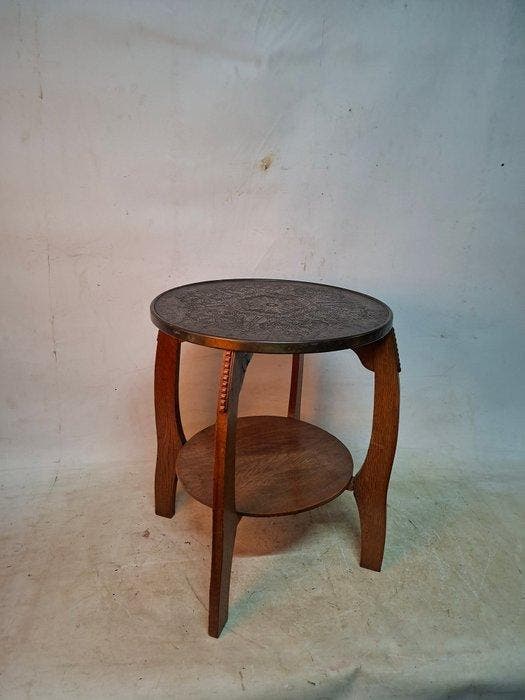 Table dappoint - Bois, Cuivre - style de lÉcole, Antiquités & Art, Curiosités & Brocante