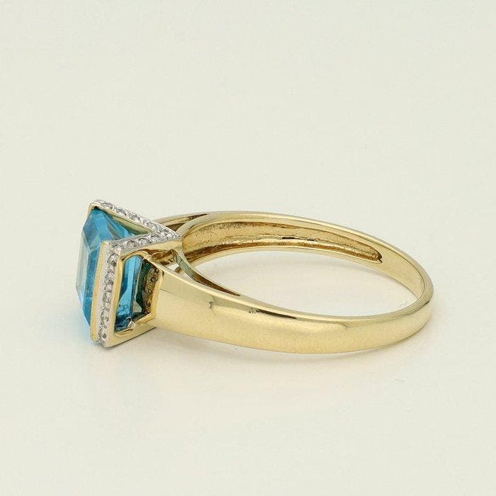 Bague - 14 carats Or jaune, Or blanc Topaze - Diamant, Handtassen en Accessoires, Ringen
