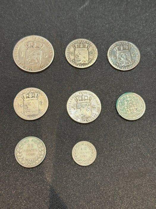 Nederland. Gulden zilver, lot 8 stuks (Zonder minimumprijs), Postzegels en Munten, Munten | Nederland
