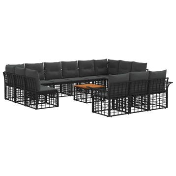 vidaXL Buiten bank set 14 pcs Zwart en Donker Grijs, Verzenden, Nieuw