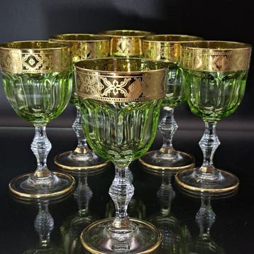 Artemisia - Drinkset (6) - Kristal, 24-karaats goud