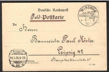 Poststempel - Duitse Zuidwest-Afrika veldpostkaart uit, Gestempeld