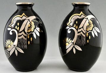 Boch Frères - Vaas - Model D 1780 - Keramiek - Paar Art Deco