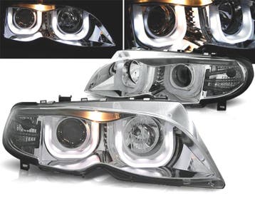 PHARES BMW E46 4P 01-05 ANGEL EYES FOND CHROMÉ, Verzenden, Nieuw