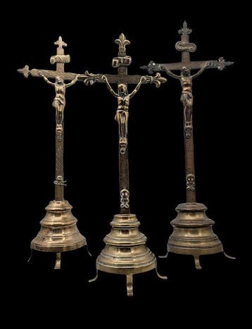 Antiek Crucifix (3) - Messing - 1850-1900 - Prachtig