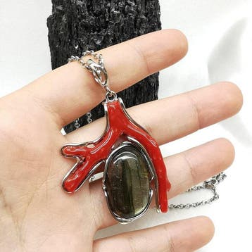 Koraal - Zilver - Ketting met hanger - Italiaans vakmanschap