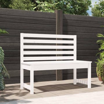 vidaXL Tuinbank 109 cm massief grenenhout wit, Verzenden