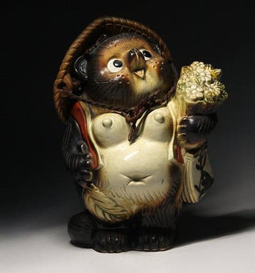 Keramiek - Zeldzame vrouwelijke tanuki - Shigaraki-ware