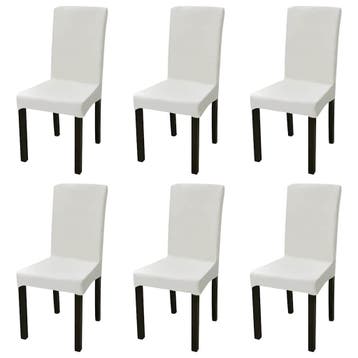 vidaXL 6 st Stoelhoezen recht stretch crèmekleurig, Verzenden, Nieuw
