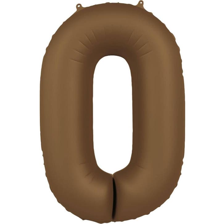 0 Jaar Cijfer Ballon Bruin Mat 86cm, Hobby en Vrije tijd, Feestartikelen, Nieuw, Verzenden