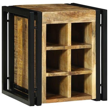 vidaXL Wijnrek Bruin en Zwart 35 x 35 x 39 cm Massief Mango, Verzenden, Nieuw