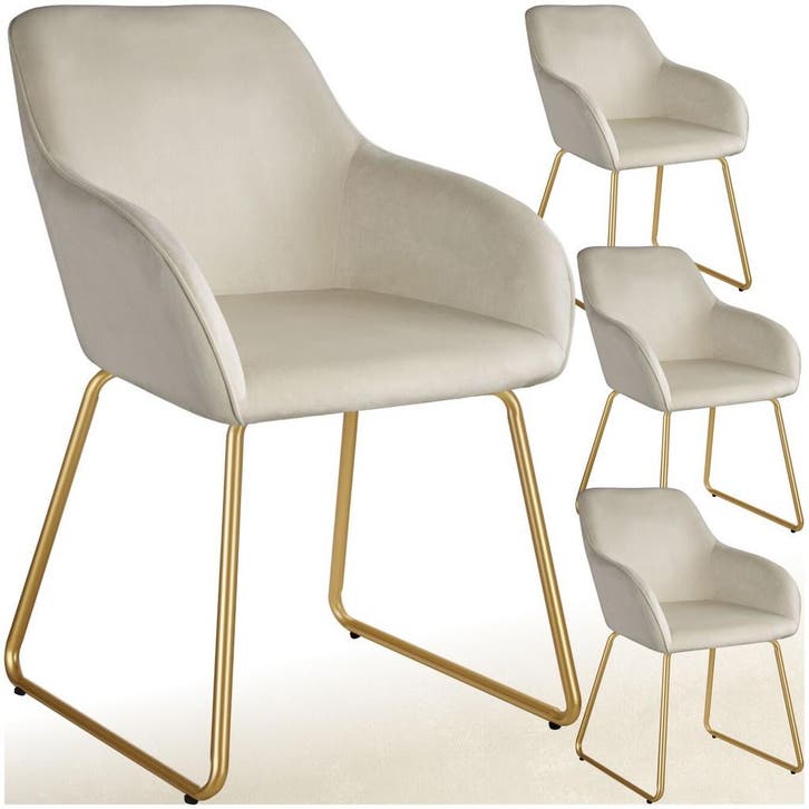 Eetkamerstoel Jeane, fluweellook, sledeonderstel, Huis en Inrichting, Stoelen, Verzenden