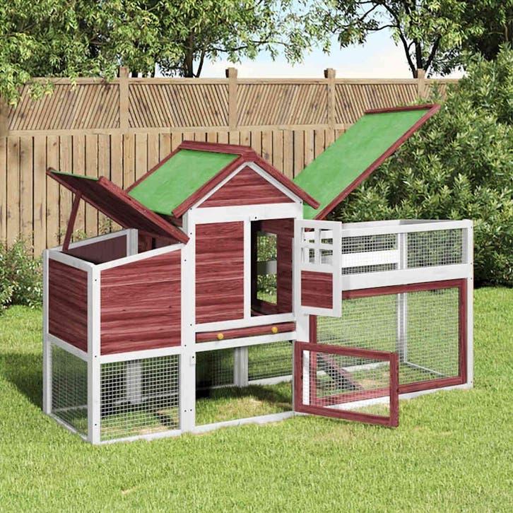 vidaXL Kippenhok 186,5x58,5x113 cm massief grenenhout, Dieren en Toebehoren, Knaagdieren en Konijnen | Hokken en Kooien, Nieuw