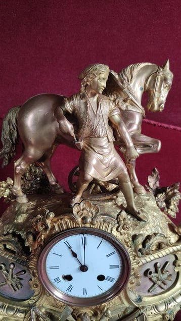 Figurale pendule - Brons, Messing, Emaille - 1850-1900, Antiek en Kunst