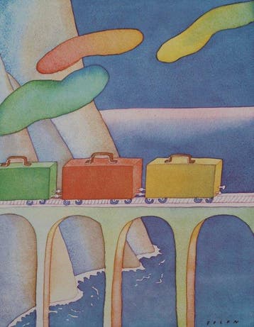 Jean-Michel Folon (1934-2005) - Départ en voyage