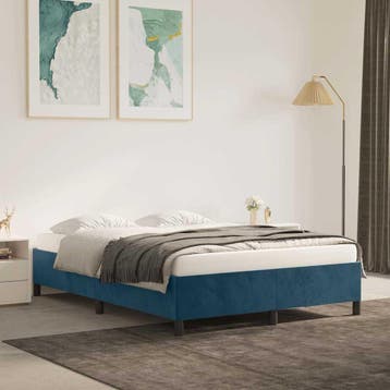 vidaXL Bedframe zonder matras 140x200 cm fluweel donkerblauw, Verzenden, Nieuw
