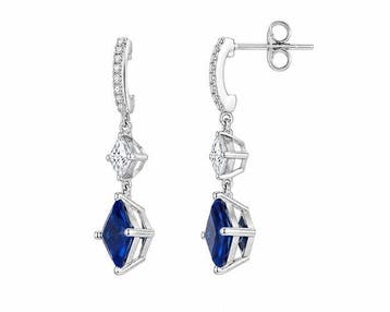 Zonder minimumprijs - Hangoorbellen Zilver - 1.98ct. tw.