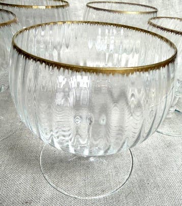 Verre à champagne (6) - Cristal, or pur