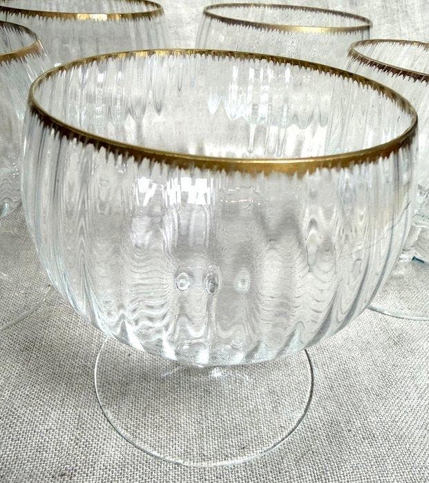 Verre à champagne (6) - Cristal, or pur, Maison & Meubles, Maison & Meubles | Autre