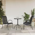 vidaXL 3-delige Tuinset staal zwart, Verzenden, Tuinset
