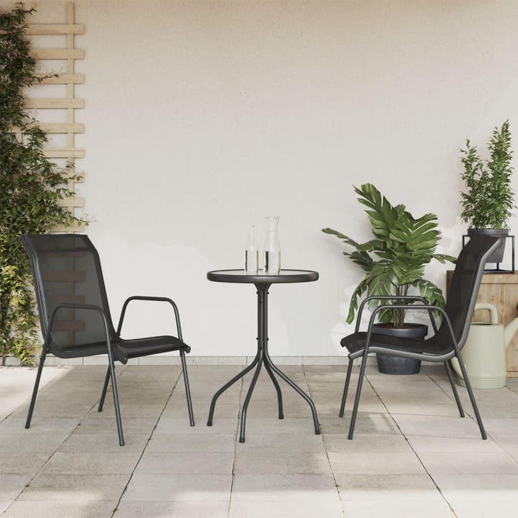 vidaXL 3-delige Tuinset staal zwart, Jardin & Terrasse, Ensembles de jardin, Envoi