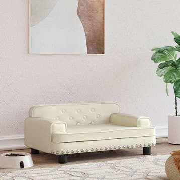 vidaXL Hondenmand 70x45x30 cm kunstleer crèmekleurig, Verzenden