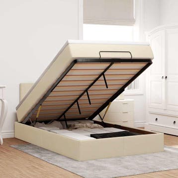vidaXL Bed poef met matras en LEDs 120x190 cm stof, Verzenden