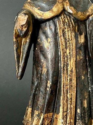 Beeldje, Saint Norbert - 23 cm - Polychroom hout, Antiquités & Art