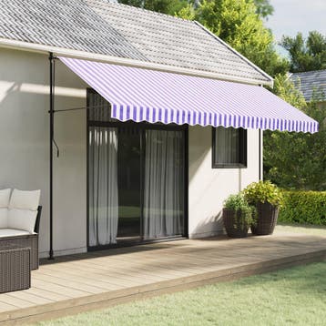 vidaXL Vervangingsdoek voor luifelrok gestreept 450 cm blauw, Tuin en Terras, Zonneschermen, Verzenden, Nieuw